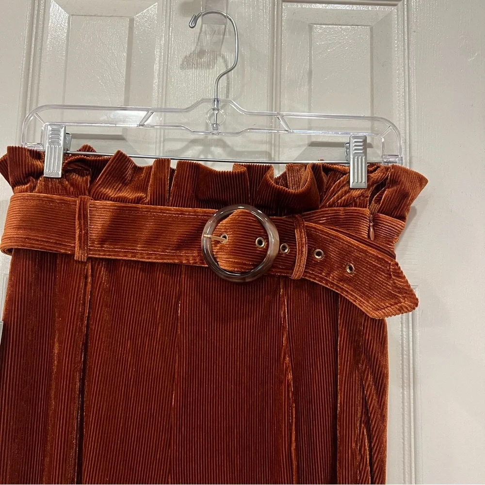 NWT Retrofete Bobbie Pants Brown Pants Flared Belted Women’s M Velvet Daphne